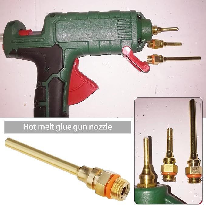 3Pcs Hot Glue Gun Nozzles 3 Size 70 mm Copper Glue Gun Nozzle with Wrench Assortment Kit for Home Repairs DIY Craft Projects Brass