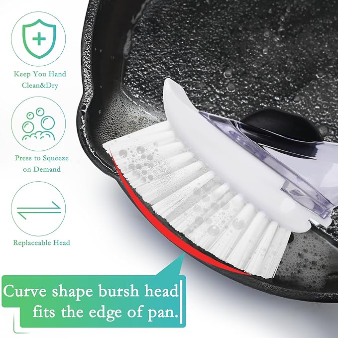 New Brush Refills for OXO New Soap Dispensing Dish Brush - 8 Pack Dish Brush Cleaning Soap Dispensing Head Replacement for Scrubber