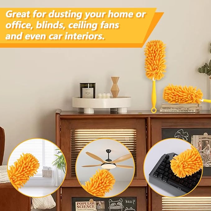 Reusable Duster Refill Compatible with Swiffer Duster Kit - Pet Heavy Duty Duster Refills Fit for Swiffer Extended Handle Duster - Microfiber 360 Duster Refills for Dusting Cleaning, 4 Pack