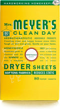 MRS. MEYER'S CLEAN DAY Dryer Sheets,Fabric Softener,Reduces Static,Infused with Essential Oils,Honeysuckle,80 Count (Pack of 12)