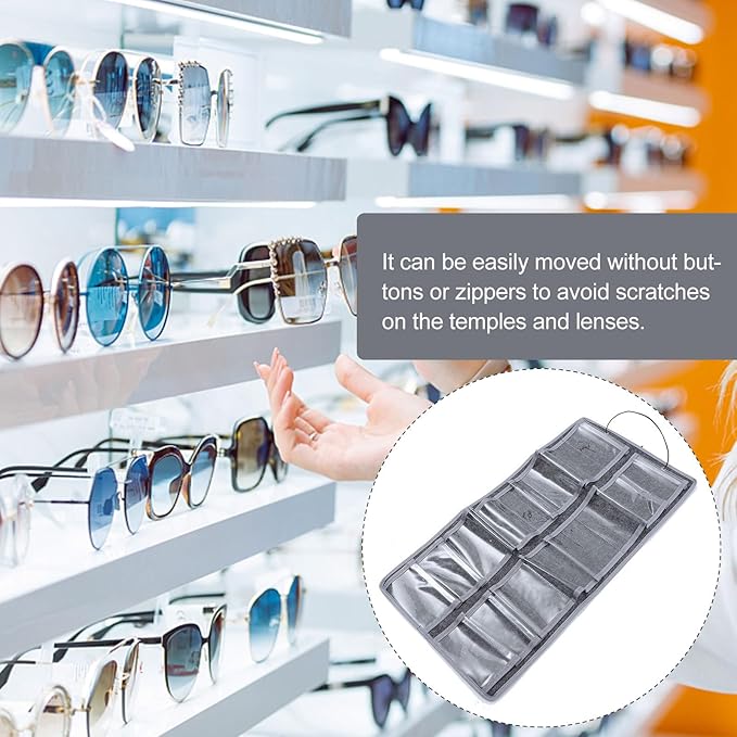 HOMSFOU Felt Wall Hanging Glasses Storage Pouch Dustproof Eyewear Organizer Bag Medium Gray Household Hanging Storage Bag for Wall Mounted Use
