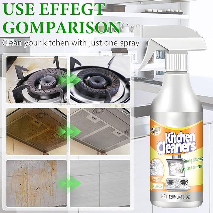 2PCS Kitchen foam Cleaner, Stubborn Stains Cleaner, Domestic Cooktops, All-purpose Kitchen Pots and Pan Cleanerrange Hoods, Kitchen Bubble Cleaner Spray, Grime and Grease, Cleanboss, 4 Fl.oz(120ml)