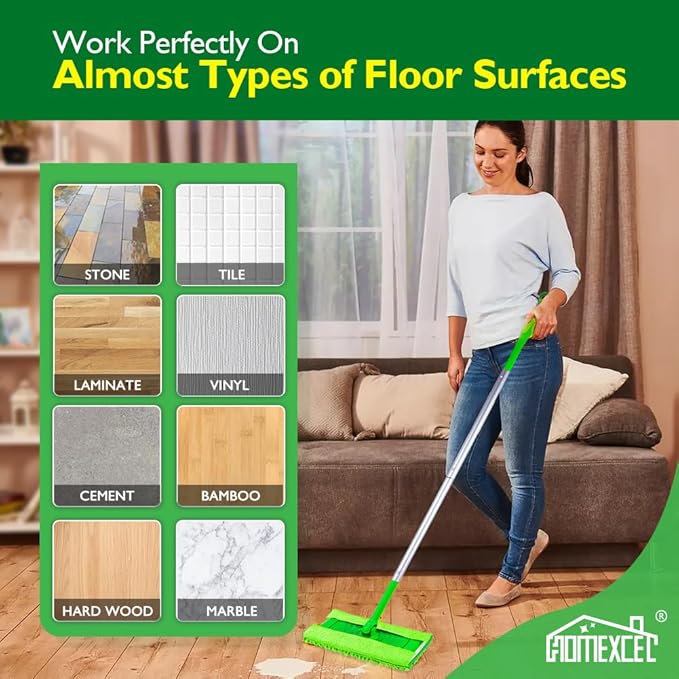 HOMEXCEL Microfiber Mop Pads Compatible with Swiffer Sweeper, Reusable Machine Washable Pad Refills, Mop Head Replacements for Multi Surface Floor Cleaning, 10 Pack