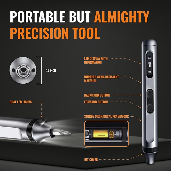 Precision Electric Screwdriver 52-in-1 Kit | Cordless Mini Power Driver for Electronics, PC & Laptop Repair | Compact Rechargeable Automatic Tool Set with Magnetic Bits