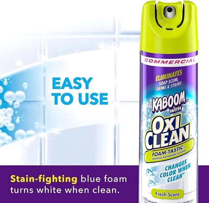 Kaboom 5703700071CT Foamtastic Bathroom Cleaner, Fresh Scent, 19 oz Spray Can, 8/Carton