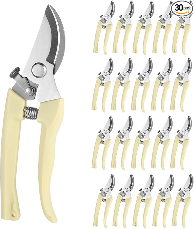 20 Pcs Pruning Shears for Gardening, Beige Garden Clippers Handheld Heavy Duty Plant Scissors Bypass Pruning Shears for Gardening Yard Hedge Flowers Tree Trimming Plant Cutter