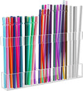 Acrylic Straw Holder for Cabinet Door - Reusable Tumbler Straw Organizer Storage, Small Kitchen Accessories Container, Ultra Sticky Cupboard Door Mounted (Transparent, Large 9.5" (Most Cabinets))
