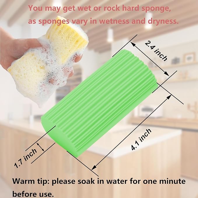 6-Pack Damp Clean Duster Sponge,Magic Sponge Eraser for Housekeeping,Reusable Cleaning Sponge for Blinds,Vents,Mirrors,Glass, Baseboards,Window Track Grooves and Railings (Green)