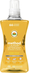 Method Liquid Laundry Detergent, Ginger Mango, 66 Loads Per Bottle, Hypoallergenic + Stain Remover, 53.5 Fl Oz (Pack of 1)