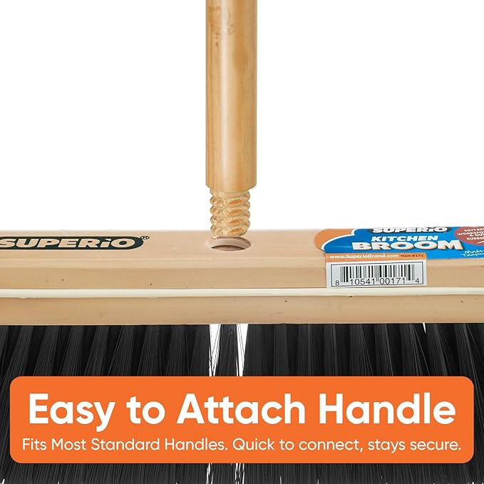 Superio Home, Kitchen Broom Head - Household Easy Sweeping Broom - Tampico/Synthetic Bristles - All Purpose
