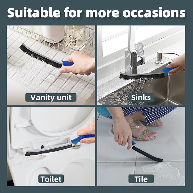 Toilet Brush, 2 Pcs Bathroom Cleaning Brush, Toilet Scrubber, Deep Toilet Bowl Brush with Hanging Hole, Multifunctional Gap Cleaning Brush, Bristles for Kitchen Sinks, Tub,Shower (2, Navy Blue)