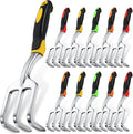 12 Pcs Hand Rake Garden Tool Mini Heavy Duty Garden Cultivator 11 Inch Small Rake Gardening Aluminum Alloy Hand Tiller with Handle for Digging Weeding Loose Soil (Red,Orange,Yellow,Green)