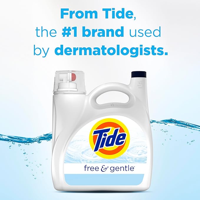 Tide Free & Gentle Liquid Laundry Detergent, 80 Loads, 105 fl oz, Tide Laundry Detergent, Clean Laundry Detergent