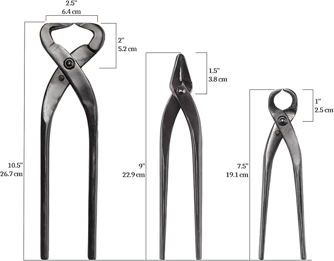 BambooMN Bonsai 3 Piece Set, Trunk Splitter, Jin Pliers, and Root Cutter, Bonsai Trimming, Beginner Friendly - 1 Set