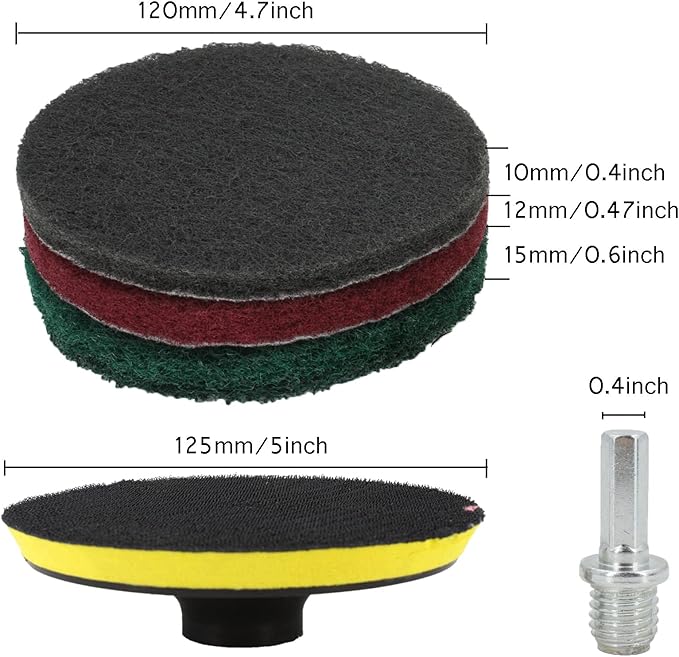 33 Pack Drill Brush Set Power Scrubber Scouring Pads Household Cleaning Kit with Hook and Loop Backing Pad Holder Includes Drill Attachment, 3 Different Stiffness Household Cleaning Pads for Drill