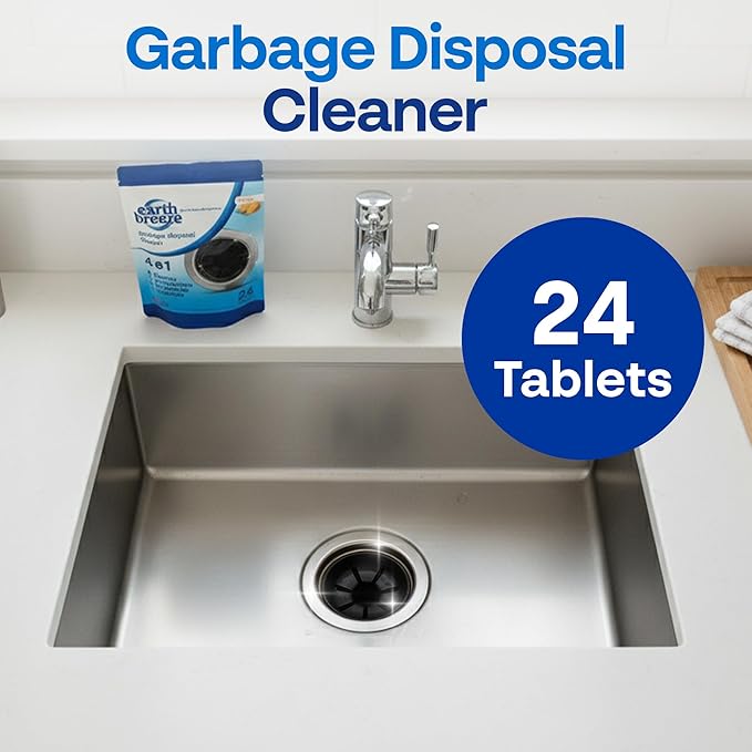 Earth Breeze Garbage Disposal Cleaner Tablets – 4-in-1 Citrus Scented Tablets that Clean, Deodorize, Refresh & Protect – Powerful Cleaning Action for Sink & Disposal – No Harsh Chemicals - Made in USA