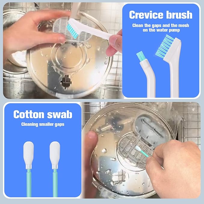 XANGNIER Water Fountain Cleaning Kit,Dog and Cat Water Fountain Cleaner Brushes Kits,Pet Drinking Dispenser Washing Kit with Sponge Wipe,Handle Brush,Crevice Brush,Cotton Swab,Storage Bag,10 Pcs