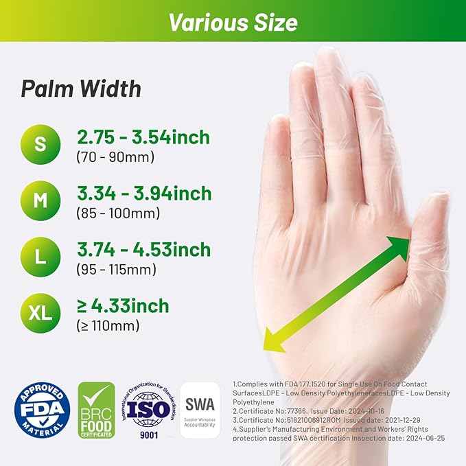 Disposable TPE Cooking Gloves, Ideal for Cleaning and Food Prep, Latex & Powder Free, Food safe