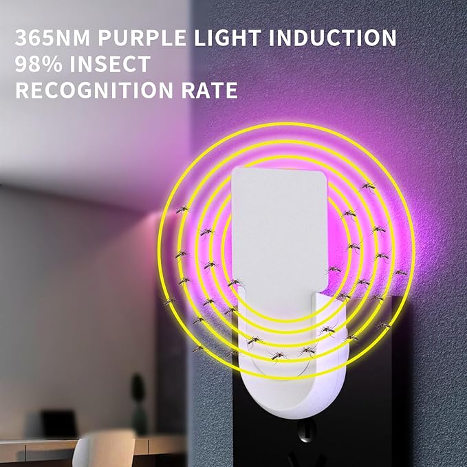 NEXLY MK030 Fly Trap Indoor Plug in Fruit Fly Traps for Indoors Night Light Flying Trap for Home Bedroom Living Room Kitchen (1 Device + 5 Glue Card) (1, White)