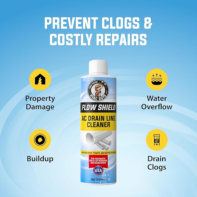 AC Drain Line Cleaner 6 Pack | Prevent Buildup and Overflow | 8oz - Up to 3 Months of Protection | Fast Acting & Long Lasting Bio-Enzymatic Formula