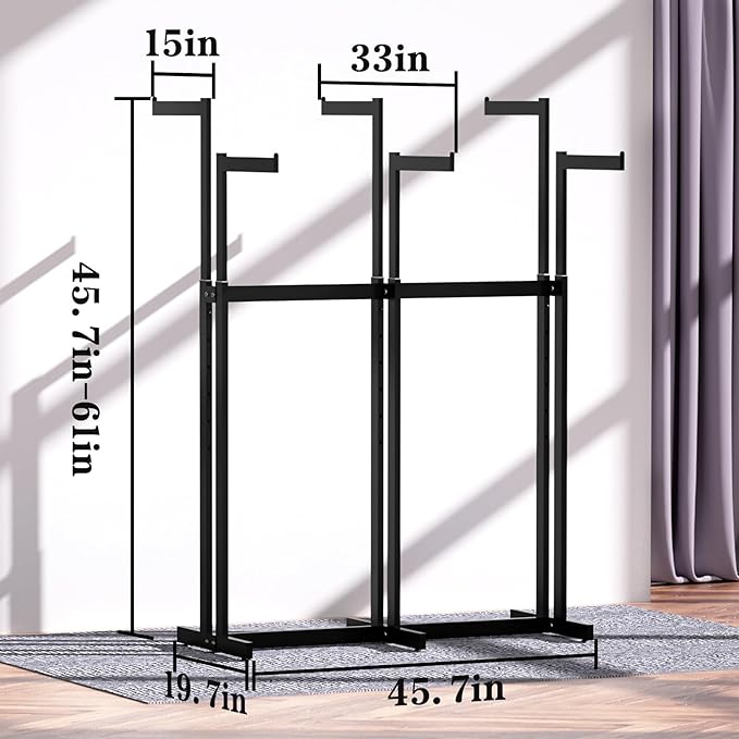 Clothing Racks - Heavy Duty Garment Racks Metal for Retail Display Hanging Clothes, Rolling Black Commercial Clothing Display Rack Stand with Wheels (6 Arm,Black)