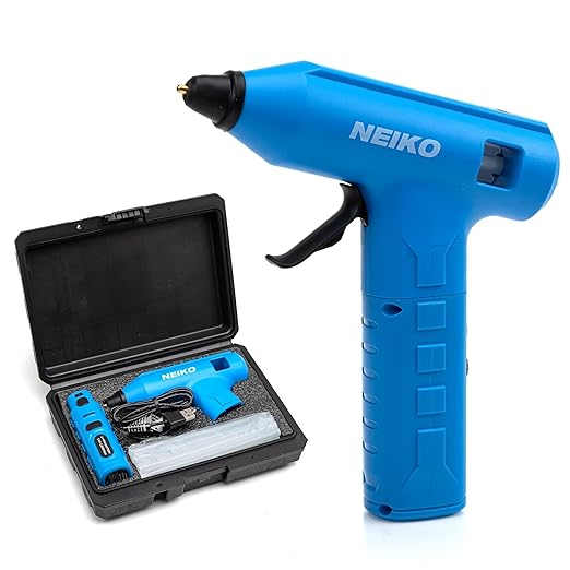 NEIKO 10582A Cordless Glue Gun, 20W Rechargeable Hot Glue Gun, 20 Glue Sticks Included, Wireless Anti Drip Nozzle Mini Glue Gun for Arts and Crafts, Mini USB Charging Port, Insulated Nozzle