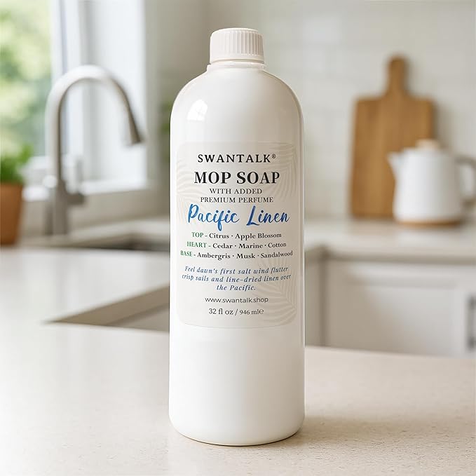 Mop Soap with Long Lasting Premium Perfume, 4X Concentrated Floor Cleaner, Multi Surface Solution for Hardwood, Tile, LVP, Laminate, Pet Friendly, 32 fl oz (Pacific Linen)