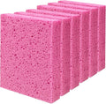 Cellulose Sponges, Large Size 4" x 6" x 1" - Heavy Duty Scrub Kitchen Sponge, Clean Tough Messes Without Scratching Kitchen Cleaning Pads, Pop Up Eco DIY (6 Pack), Pink