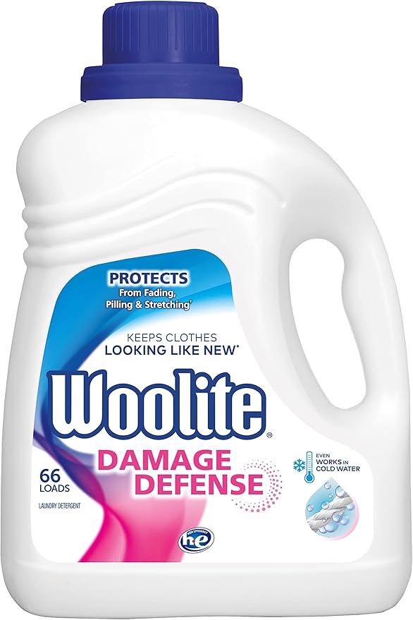 Woolite Damage Defense Liquid Laundry Detergent – Protects Clothes from Stretching & Pilling, 66 Loads, 100oz