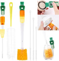 OUTXE 5 Pack Bottle Brush Set, 5-in-1 Water Bottle Cleaner Brush, 15" Long Handle Bottle Cleaning Brush, 3 Straw Brush, Removable Nipple Brush, Detail Brush for Cup Lid Gap, WBBSBLB5