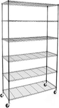 WDT NSF Certified Storage Shelves on Wheels, Heavy Duty Metal Shelves for Storage with Adjustable Stand, 6-Tier Wire Shelving Unit for Garage Pantry Kitchen Shelf Rack(17" W*47" D*80" H), Black