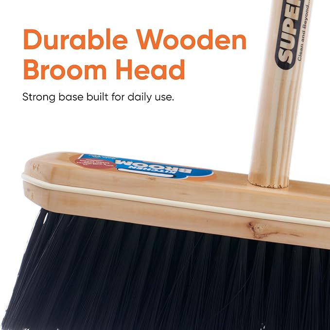 Superio Home, Kitchen Broom Head - Household Easy Sweeping Broom - Tampico/Synthetic Bristles - All Purpose