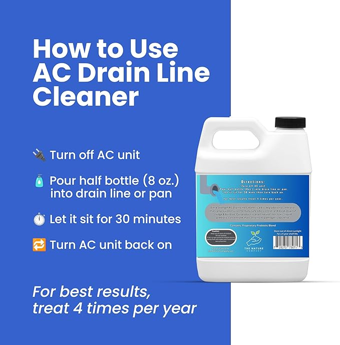 AC Drain Line Cleaner – Extra Strength | Clears Clogs & Buildup in HVAC A/C & Condensate Drain Lines | Safe & Effective AC Line Cleaner for Ice Machines Soda Machines & More (1 Pack - 6 Month Supply)