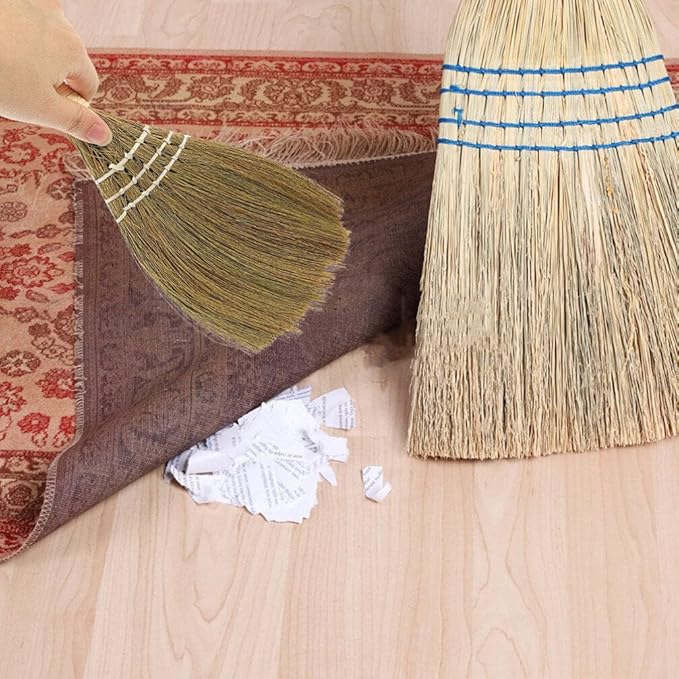 Sweeping Broom Palm Broom Small Natural Whisk Retro Vietnamese Sweeping Desk Cleaning Brush for Courtyard Garage Lobby Mall Market Sidewalks Decks