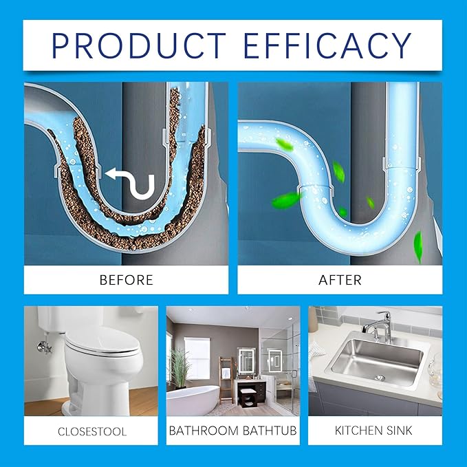Powerful Pipe Dredging Agent,Pipeline Dredging Agent for Kitchen and Toilet Pipelines,Kitchen Sink Drain and Pipe Cleaner,Drain Clog Remover (2PCS)