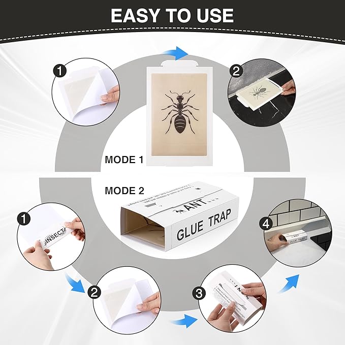 Qualirey Ant Traps Indoor, Upgraded Peanut Butter Scented, Larger 10pcs Ant Spider Cockroach Centipede and Crawling Insect Trap, Pet Safe Insect Traps for Home, Kitchen, Garage