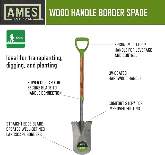 AMES 3-pc. Small Spaces Gardening Kit with Border Spade, Digging Fork, and Round Point Shovel