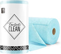 Fantasticlean Microfiber Cleaning Cloth Roll -75 Pack, Tear Away Microfiber Towels, 12" x 12", Reusable, Washable, Scratch Free, Ultra Absorbent Dishcloth for All-Around Cleaning Supplies (Blue)