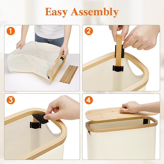 Lifewit Toilet Paper Storage Holder for 12 to 16 Rolls, Free Standing Toilet Paper Basket Stand with Bamboo Lid, Collapsible Fabric Bathroom Organizer Box for Mega Rolls, 30L, Extra Large, White