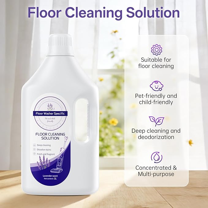 1L Lavender Floor Cleaning Solution Compatible With Tineco/Bissell/Dreame And Shark, Fragrance Deodorization, Deep Cleans for Multiple Hard Floors, Suitable With Cordless Wet/Dry Vacuum