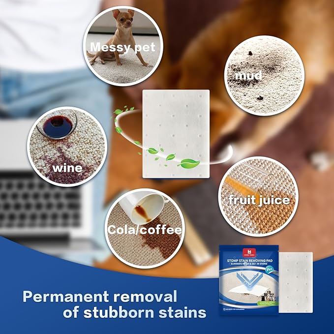 Home Times Carpet Cleaning Wet Wipes, Pet Lifting Pads + Oxy for Stain Removal on Carpet & Area Rug Cleaning, 20 Count(Pack of 1)