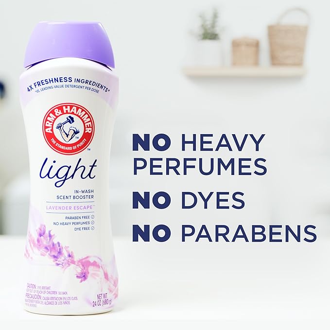 ARM & HAMMER Light In-Wash Scent Booster, Laundry Scent Booster Lavender Escape scent, 24 Oz