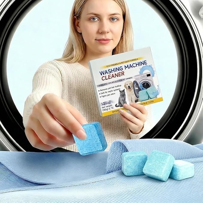 Washing Machine Cleaner Tablets, 12 Pack for a 6 Month Supply, Formulated for Pet Owners, Eliminates Odors, Lint and Detergent Buildup (3 Box)
