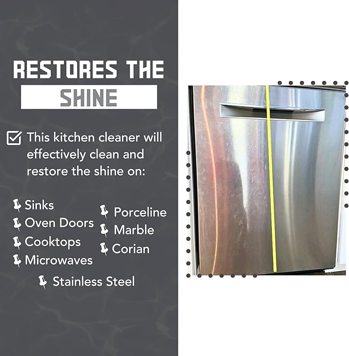 Diamond Shine Kitchen Cleaner - Clean, Polish, Restore Glass/Ceramic Cooktops, Stainless Steel - 10 oz