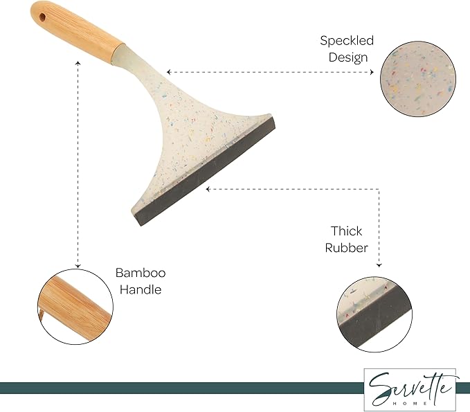 Household Squeegee with Wood or Bamboo Handle, Streak-Free Surface Cleaner, Water Removal Tool (Bamboo Handle)