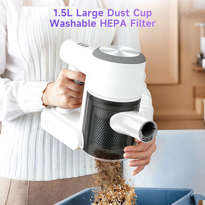 LAQVITA 2026 New Cordless Vacuum Cleaner with Mop Function|1.5L Dust Cup, Washable HEPA Filter| Lightweight 4.27lbs Stick Vacuum for Hard Floors/Tiles + Blower Function, Water Tank & Mop Pads