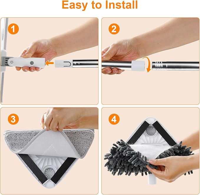 MUEE Professional Window Squeegee, 3 in 1 Squeegee Window Cleaner l with Long Handle , Window Washing Kit, Glass Door Cleaner, Multi-Use Car Washer Cleaning Tool for High Outdoor Walls/Glass/Window