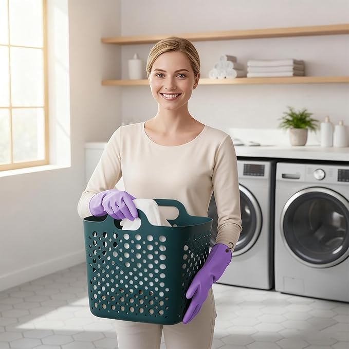 Dishwashing Rubber Gloves for Cleaning – 4 Pairs Kitchen Gloves with Handing Hooks Washing Dishes Household Glove - Small