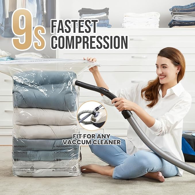 TAILI 8 Pack Vacuum Storage Bags, Jumbo Cube (31x40x15 Inch), Large Vacuum Seal Bags for Bedding, Comforters, Blankets, Clothing, Closet Space Saving, Clear