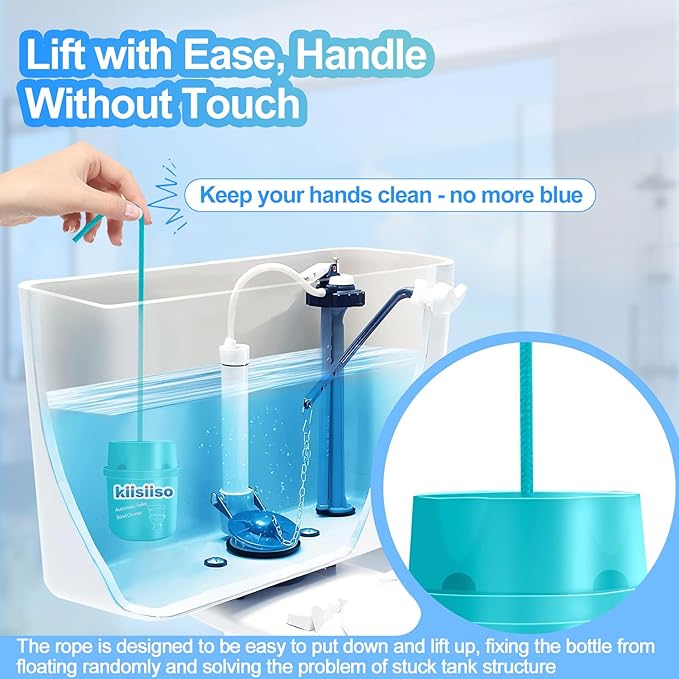 KIISIISO Toilet Bowl Cleaners-6 Pack, Automatic Toilet Tank Cleaner Tablets in Bottles, Long-Lasting Powerful Cleaning, Prevents Bathroom Stain & Odors Build Up, Septic Safe, Blue Water